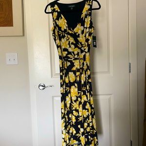 Navy and yellow floral dress